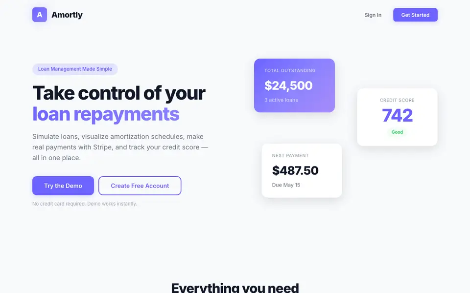 Screenshot of Amortly